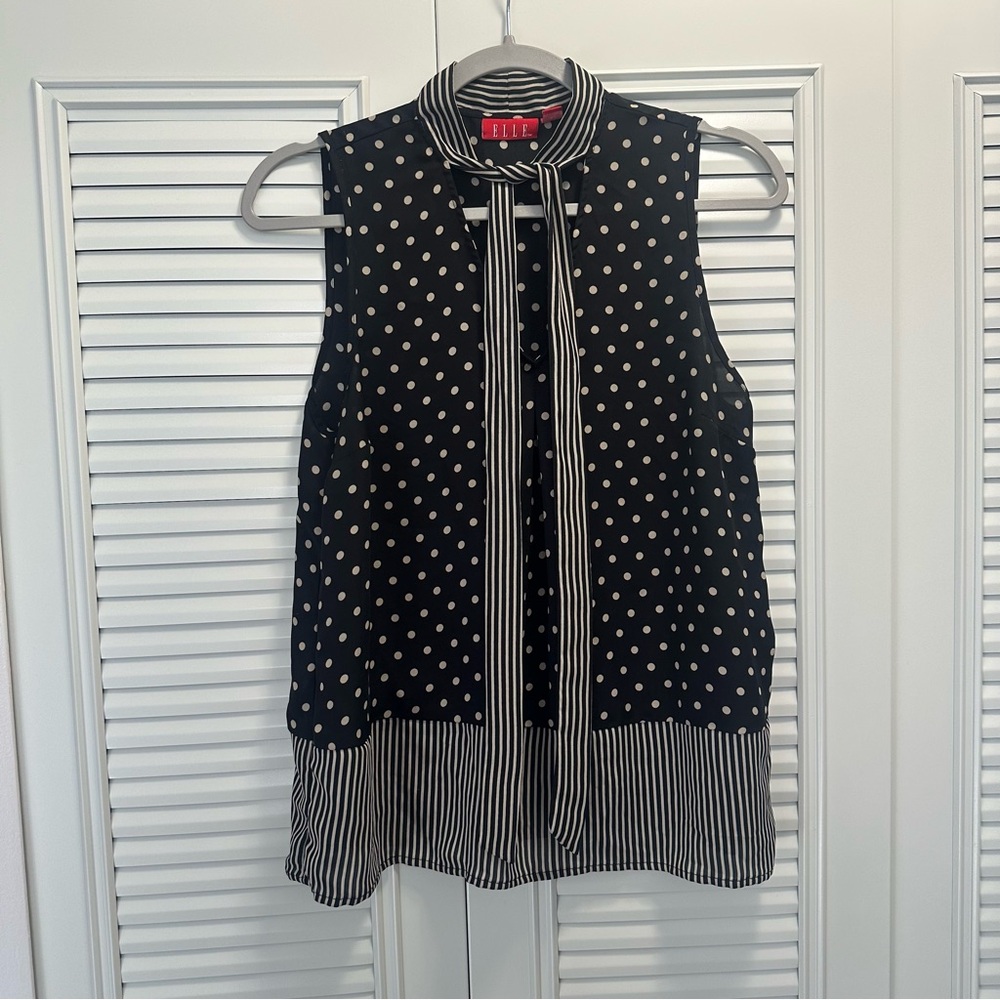 ELLE Black & White Polka Dot Tank Top